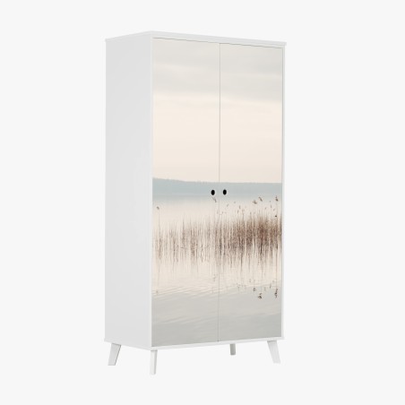 Adesivo per armadio orizzonte di canneto e riflessi • Wallissimo®