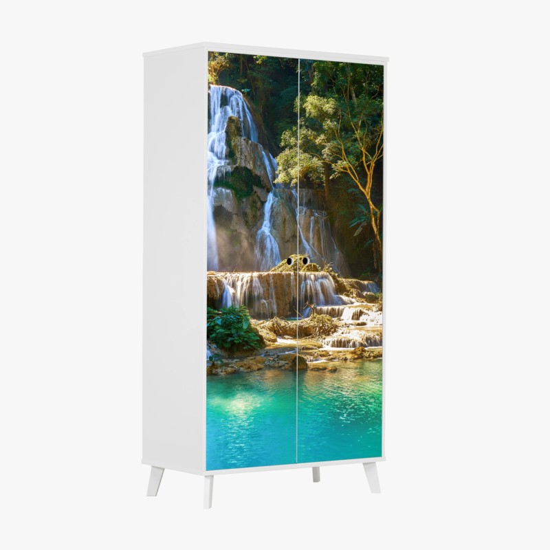 Adesivo per armadio oasi di cascata nella foresta tropicale