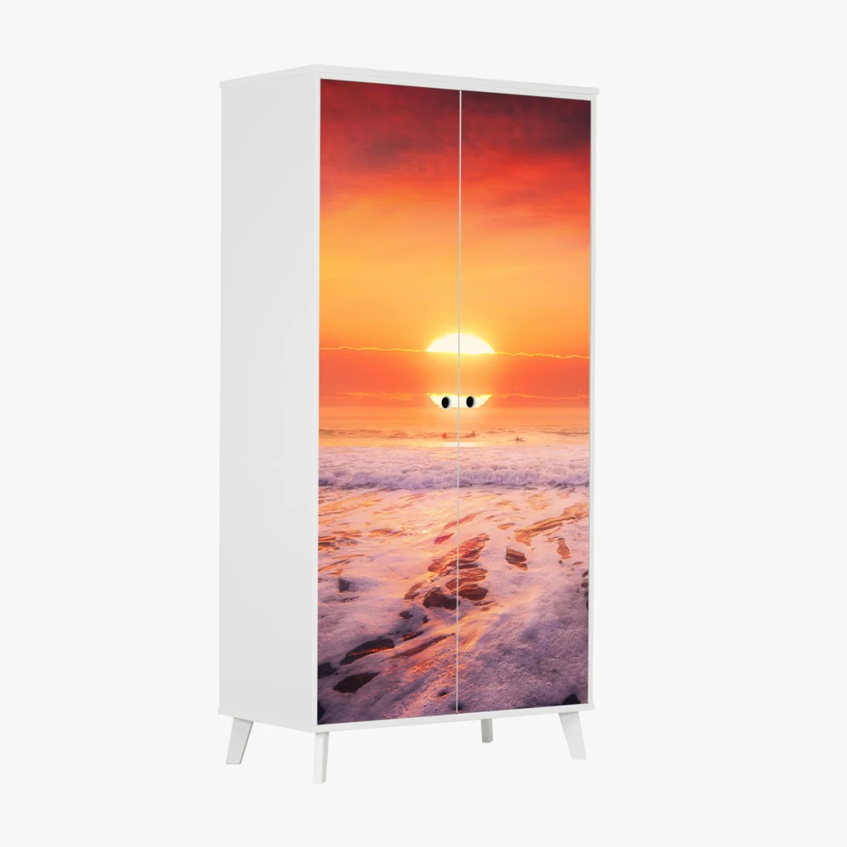 Adesivo per armadio tramonto dorato sulla spiaggia • Wallissimo® Adesivo per armadio tramonto dorato sulla spiaggia • Wallissimo®