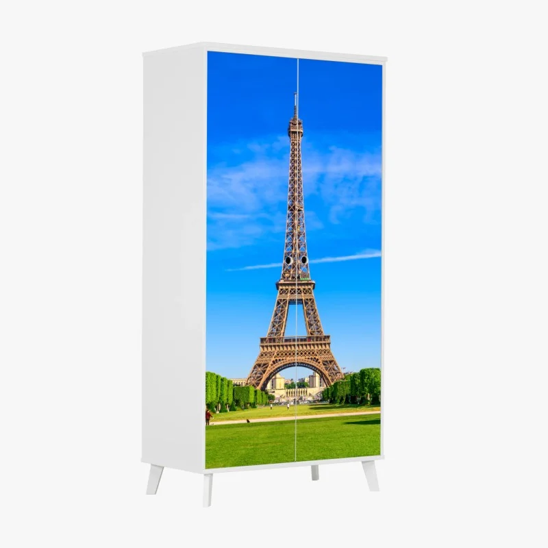 Adesivo per armadio panorama maestoso della Torre Eiffel a Parigi • Wallissimo®