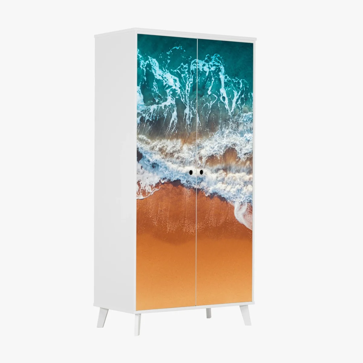 Adesivo per armadio abbraccio del mare sulla spiaggia • Wallissimo® Adesivo per armadio abbraccio del mare sulla spiaggia • Wallissimo®