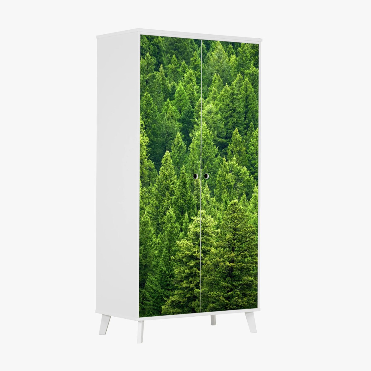Adesivo per armadio foresta di pini smeraldo • Wallissimo®