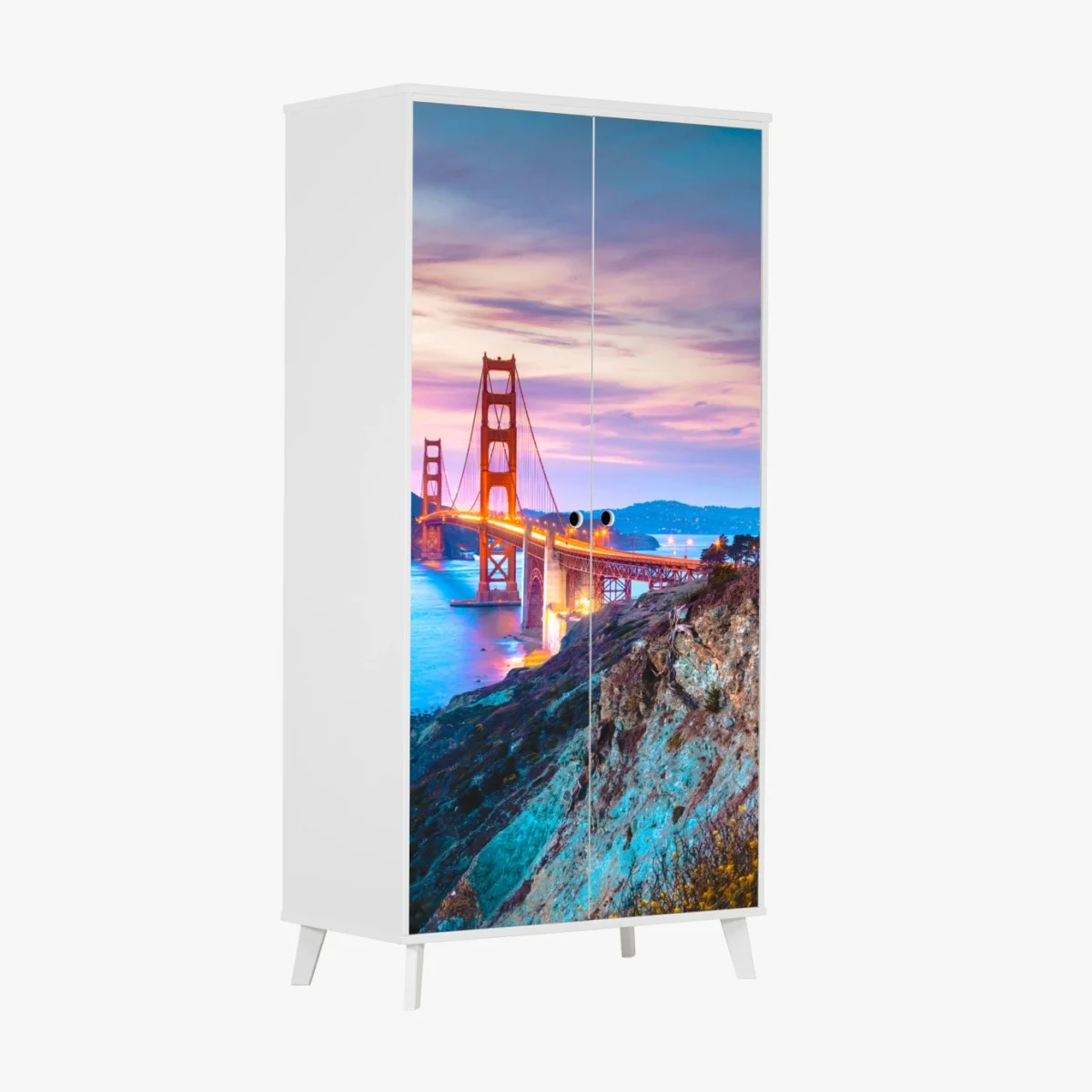 Adesivo per armadio tramonto sul Golden Gate Bridge da Baker Beach • Wallissimo® Adesivo per armadio tramonto sul Golden Gate Bridge da Baker Beach • Wallissimo®
