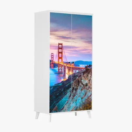 Adesivo per armadio tramonto sul Golden Gate Bridge da Baker Beach • Wallissimo®