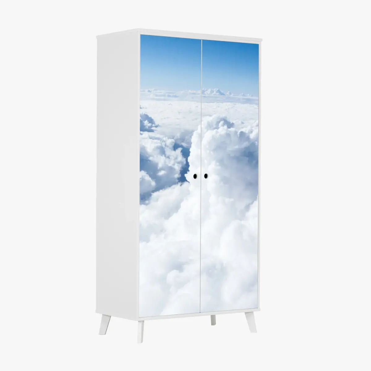 Adesivo per armadio nuvole soffici nel cielo azzurro • Wallissimo®