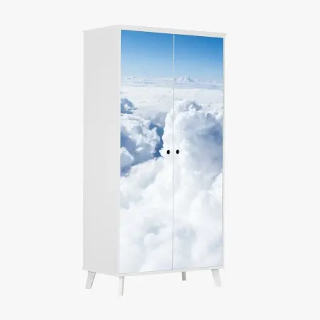 Adesivo per armadio nuvole soffici nel cielo azzurro • Wallissimo®
