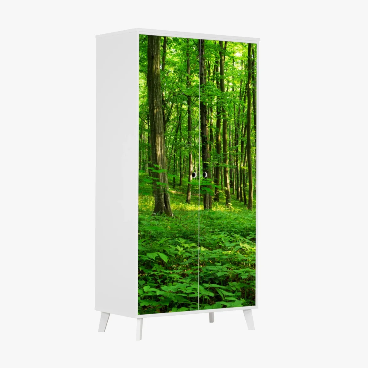 Adesivo per armadio raggi di sole nella foresta primaverile • Wallissimo® Adesivo per armadio raggi di sole nella foresta primaverile • Wallissimo®