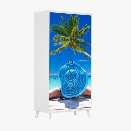 Adesivo per armadio sogno tropicale vista mare • Wallissimo®