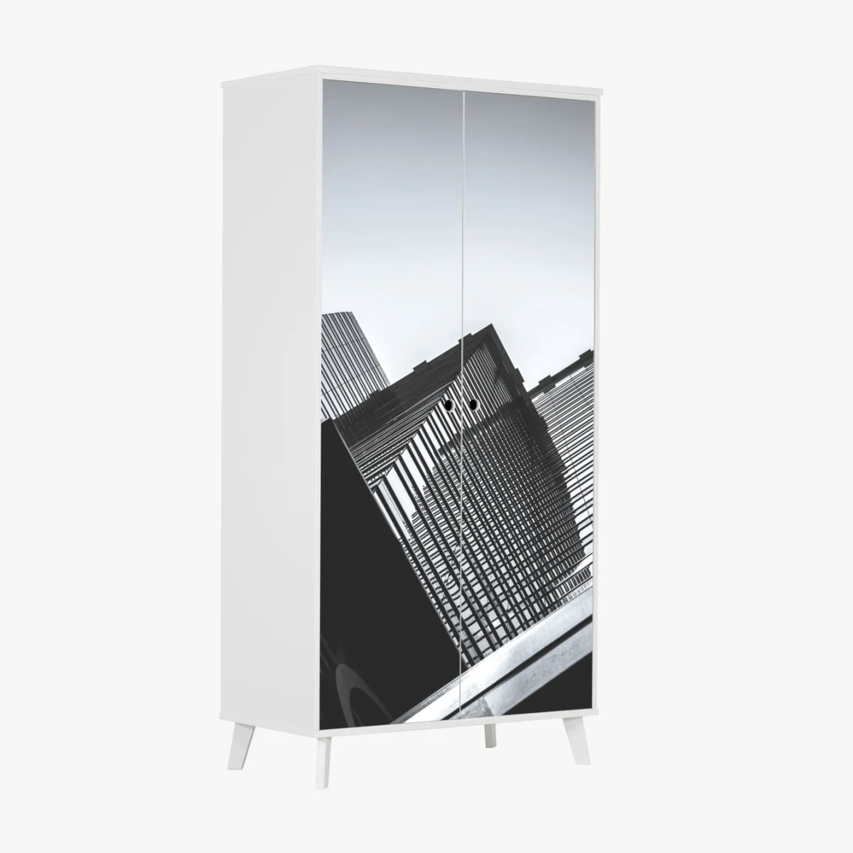 Adesivo per armadio prospettive urbane in bianco e nero • Wallissimo® Adesivo per armadio prospettive urbane in bianco e nero • Wallissimo®