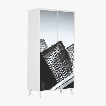 Adesivo per armadio prospettive urbane in bianco e nero • Wallissimo®