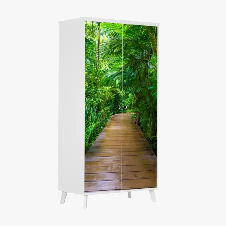 Adesivo per armadio sentiero di legno nella foresta di mangrovie • Wallissimo®