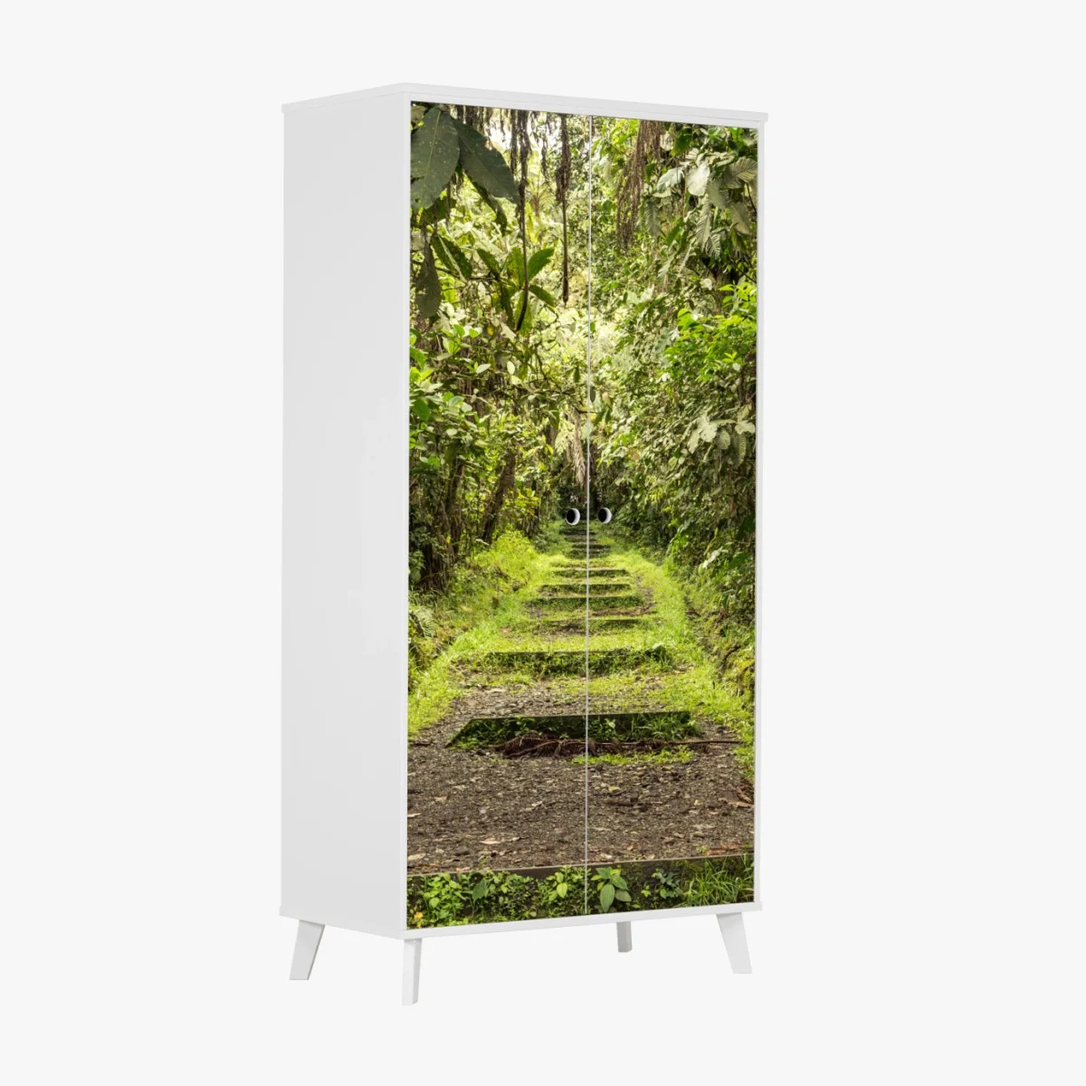 Adesivo per armadio sentiero nascosto nella foresta pluviale • Wallissimo® Adesivo per armadio sentiero nascosto nella foresta pluviale • Wallissimo®