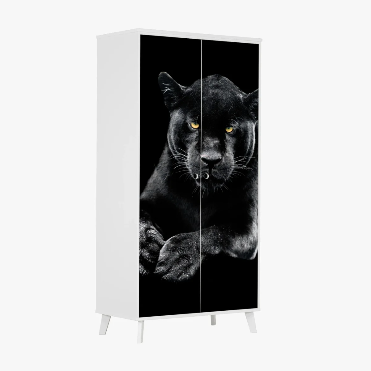 Adesivo per armadio sguardo maestoso della pantera nera • Wallissimo® Adesivo per armadio sguardo maestoso della pantera nera • Wallissimo®