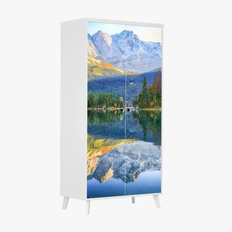 Adesivo per armadio riflessi autunnali sul lago Eibsee ai piedi della Zugspitze