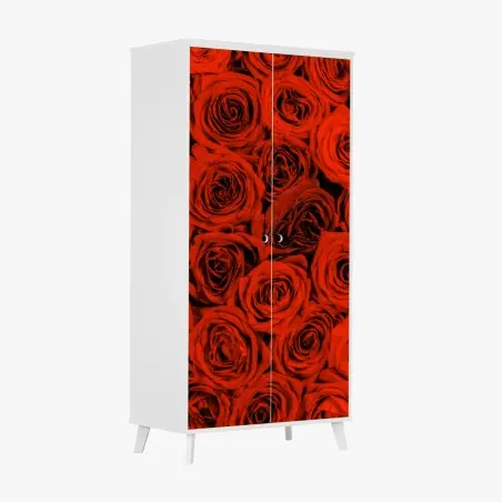 Adesivo per armadio sinfonia di rose rosse • Wallissimo®