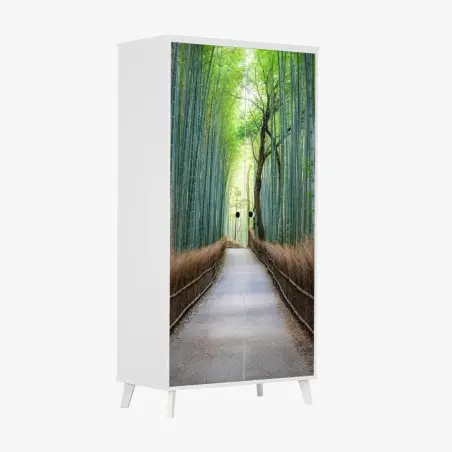 Adesivo per armadio viale nella foresta di bambù • Wallissimo®