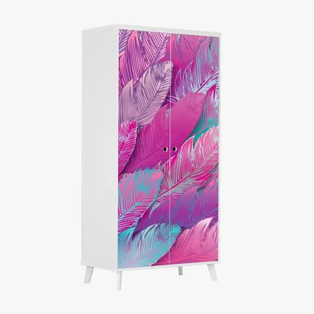 Adesivo per armadio mosaico di piume iridescenti • Wallissimo®