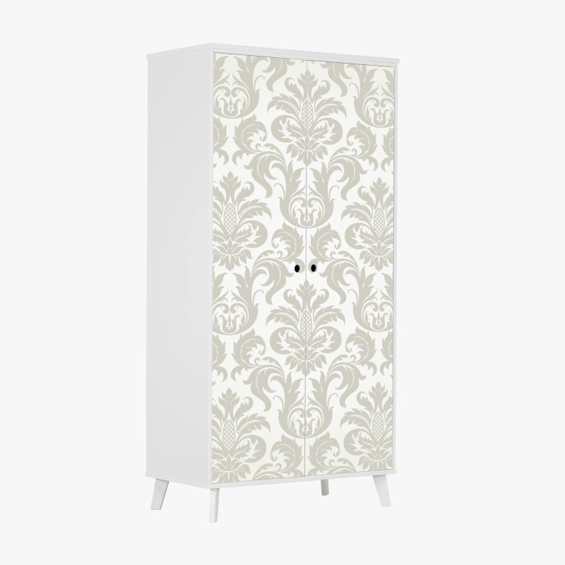 Adesivo per armadio elegante motivo damascato beige e crema