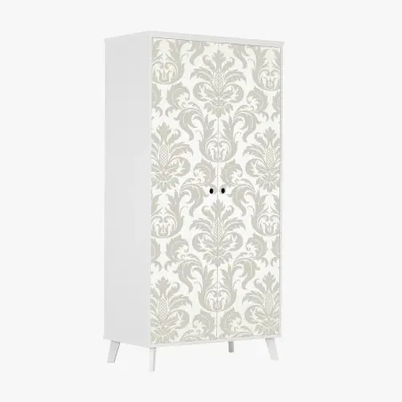 Adesivo per armadio elegante motivo damascato beige e crema • Wallissimo®