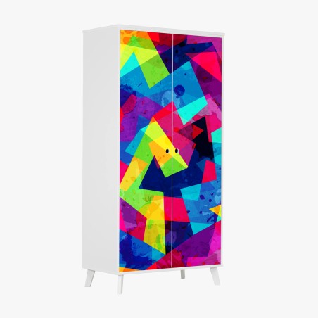 Adesivo per armadio esplosione geometrica di colori • Wallissimo®