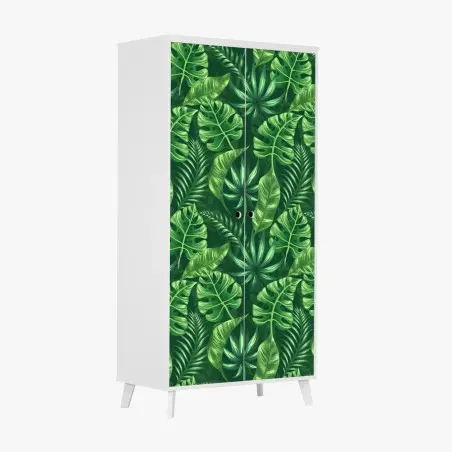 Adesivo per armadio pattern botanico tropicale verde • Wallissimo®