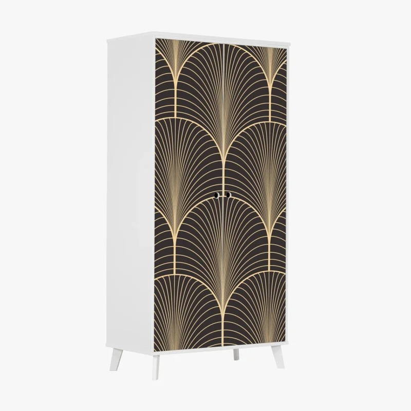 Adesivo per armadio motivo art déco dorato su sfondo nero