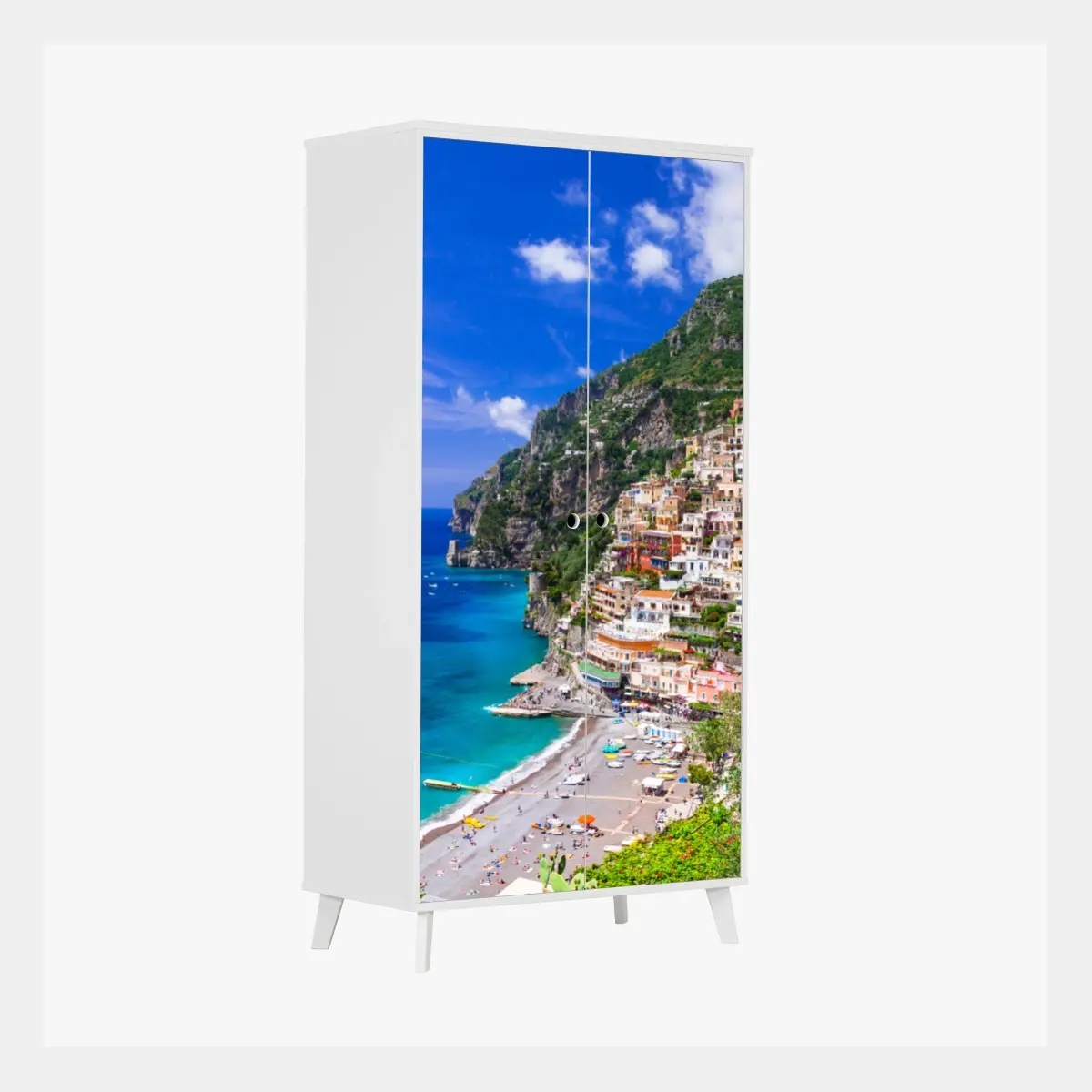 Adesivo per armadio vista panoramica di Positano sulla Costiera Amalfitana • Wallissimo®