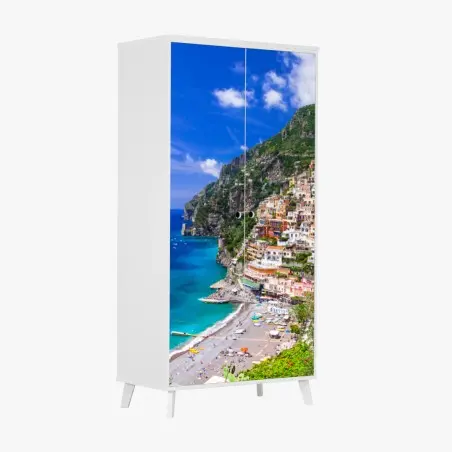 Adesivo per armadio vista panoramica di Positano sulla Costiera Amalfitana • Wallissimo®