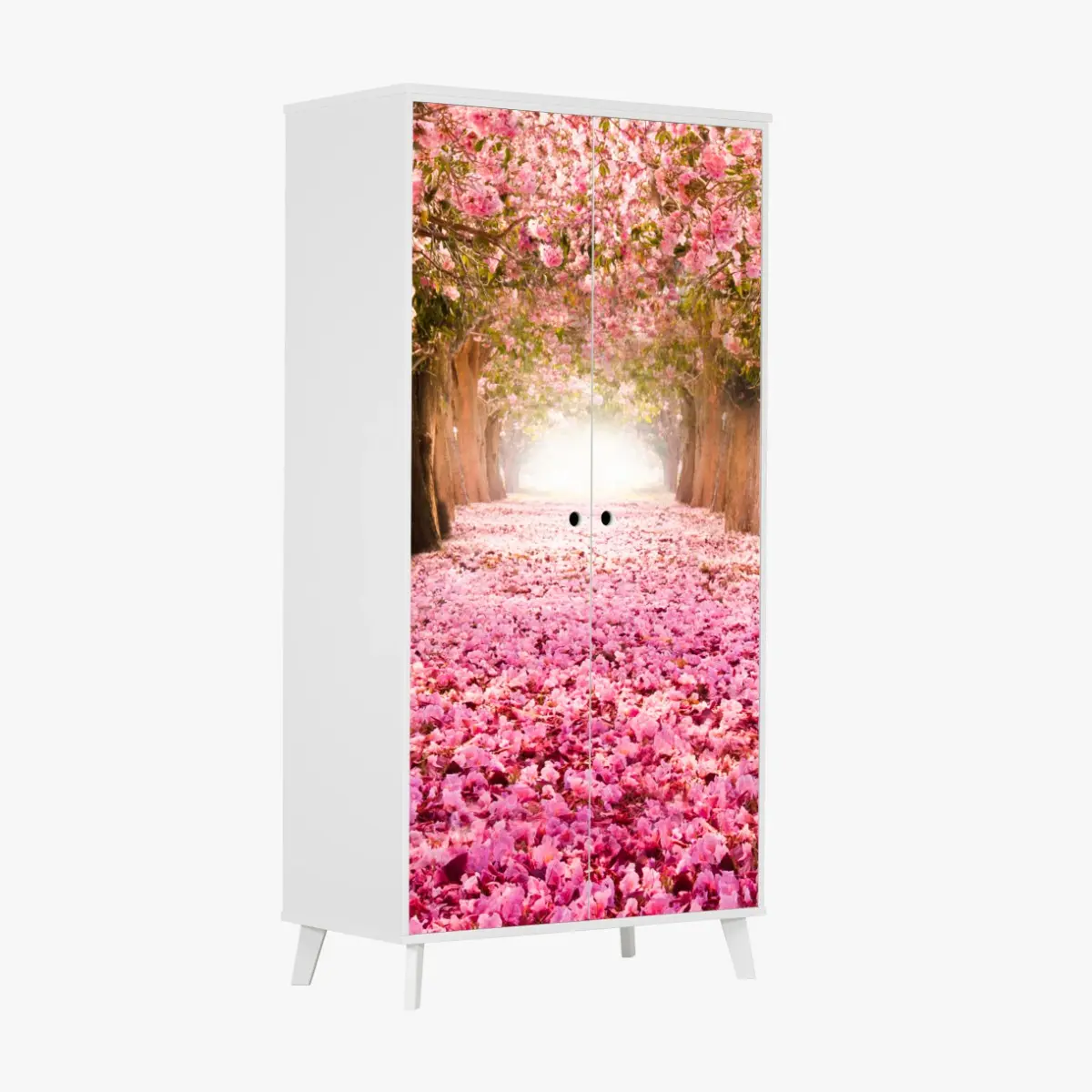 Adesivo per armadio viale incantato di fiori di ciliegio • Wallissimo®