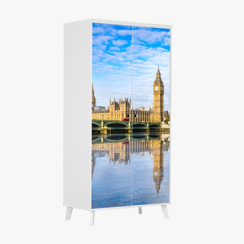 Adesivo per armadio panorama sul Tamigi con Big Ben e palazzo di Westminster