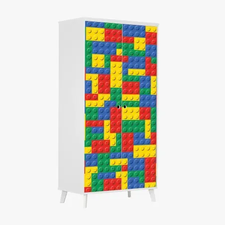 Adesivo per armadio motivo di mattoncini colorati per pareti • Wallissimo®