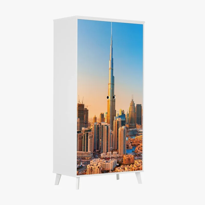 Adesivo per armadio skyline dorato di Dubai