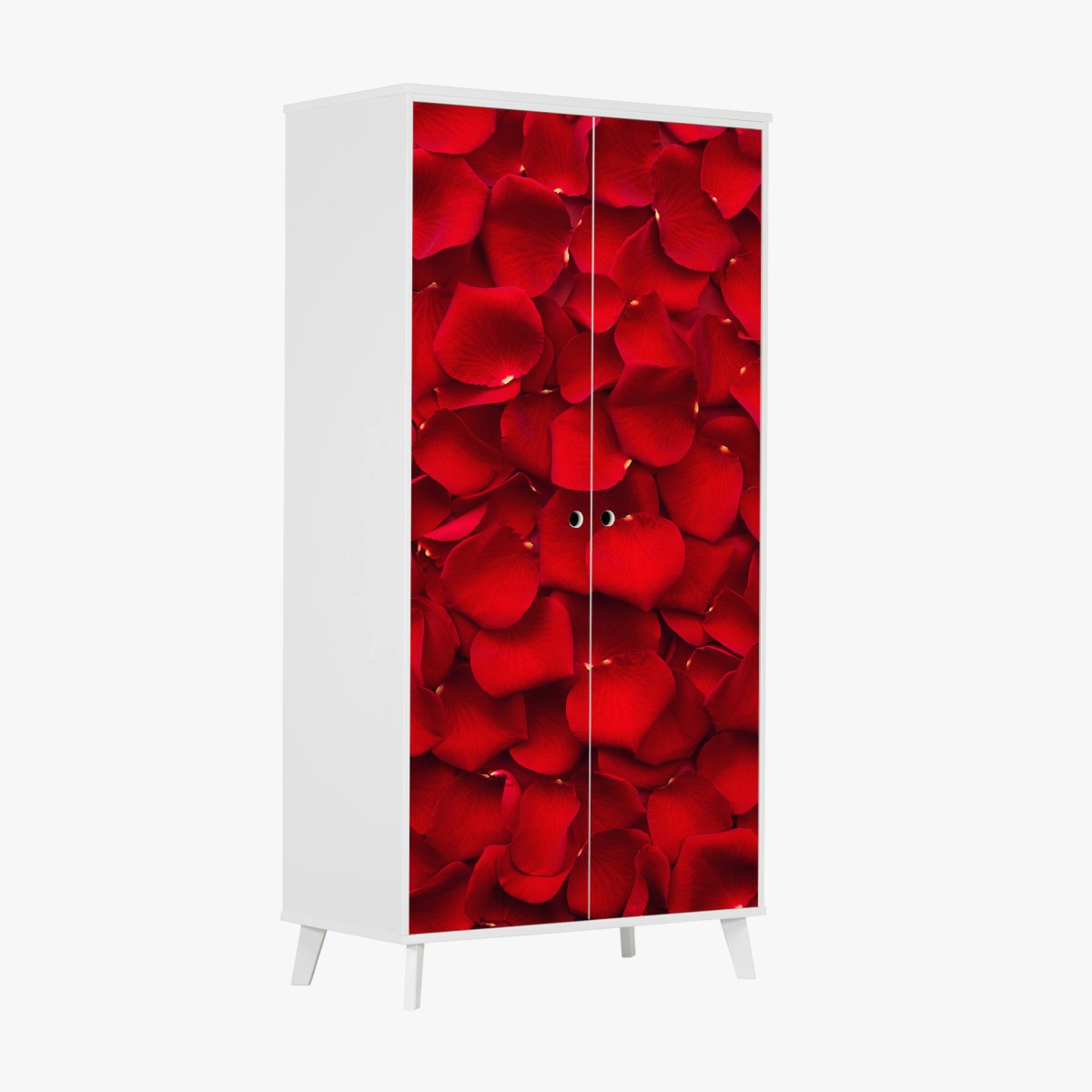 Adesivo per armadio mosaico di petali di rosa rossa • Wallissimo®