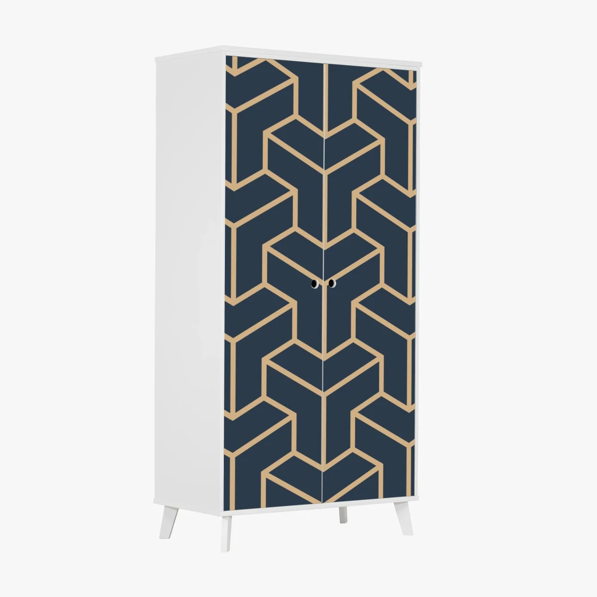 Adesivo per armadio motivo geometrico a cubi effetto tridimensionale • Wallissimo® Adesivo per armadio motivo geometrico a cubi effetto tridimensionale • Wallissimo®