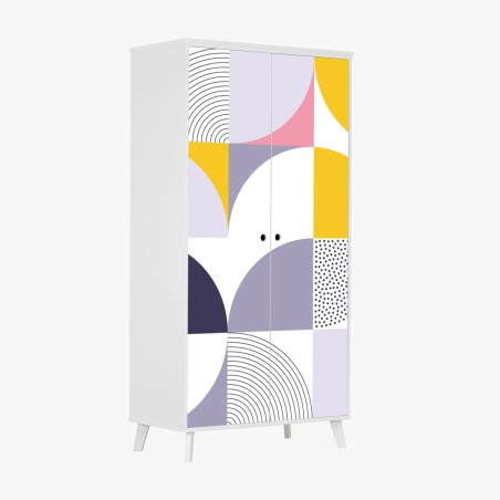 Adesivo per armadio motivo geometrico pastello moderno • Wallissimo®