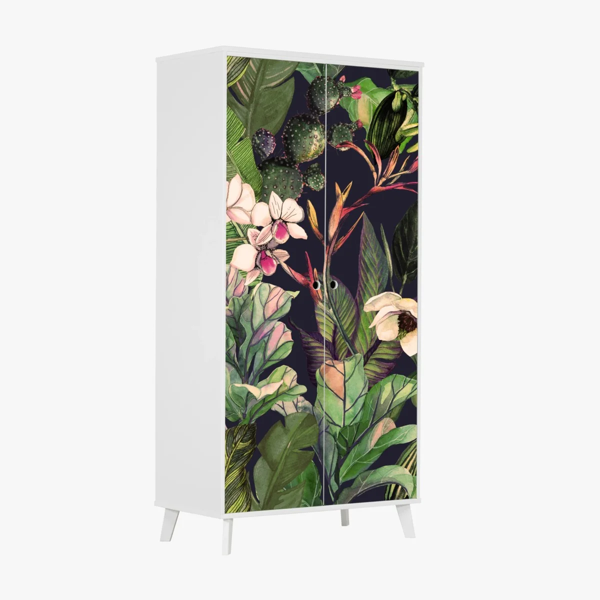 Adesivo per armadio motivo botanico tropicale acquerellato • Wallissimo® Adesivo per armadio motivo botanico tropicale acquerellato • Wallissimo®