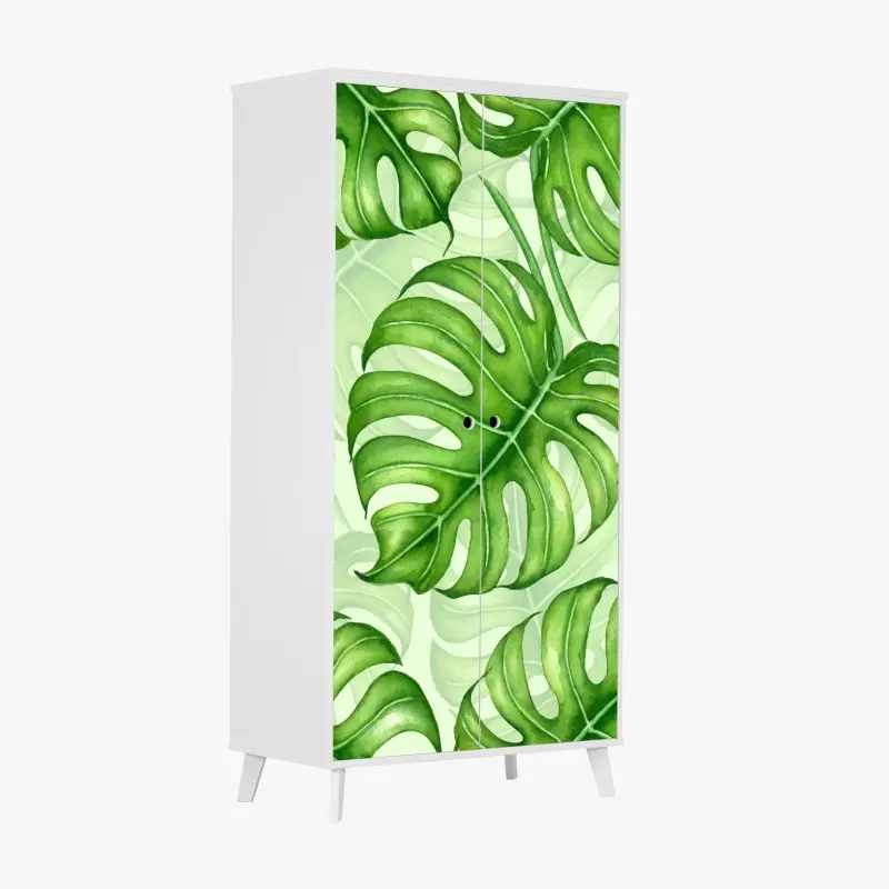 Adesivo per armadio motivo botanico di foglie di monstera in acquerello
