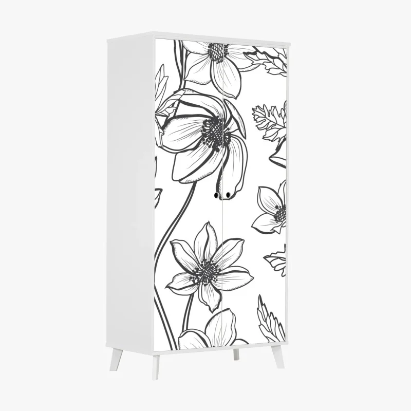 Adesivo per armadio motivo floreale a linee sottili