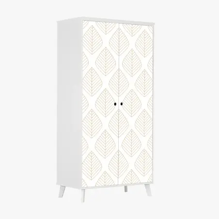 Adesivo per armadio motivo di foglie dorate minimalista • Wallissimo®