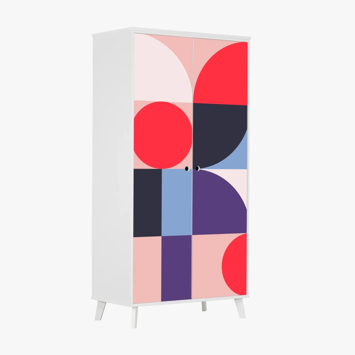 Adesivo per armadio composizione geometrica dai toni vivaci • Wallissimo® Adesivo per armadio composizione geometrica dai toni vivaci • Wallissimo®