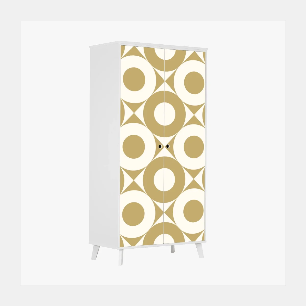 Adesivo per armadio motivo geometrico retrò oro e avorio • Wallissimo® Adesivo per armadio motivo geometrico retrò oro e avorio • Wallissimo®