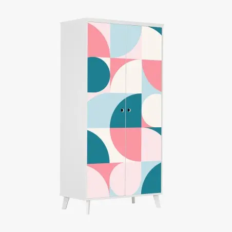 Adesivo per armadio motivo geometrico pastello in stile retro • Wallissimo®