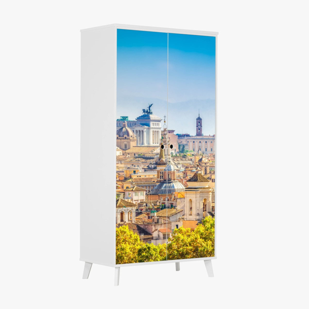 Adesivo per armadio skyline storico di Roma al tramonto • Wallissimo®