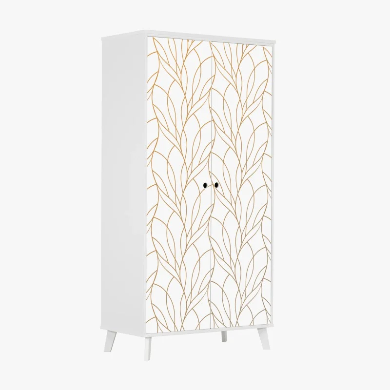 Adesivo per armadio elegante motivo di foglie dorate