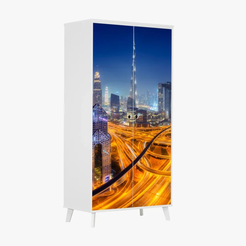Adesivo per armadio panoramica notturna di Dubai