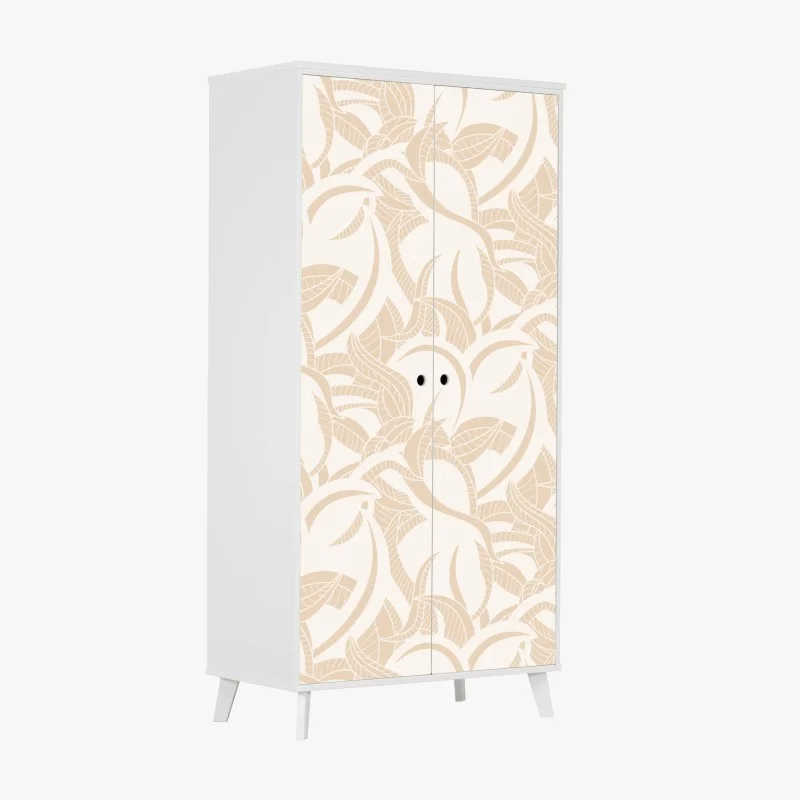 Adesivo per armadio motivo di foglie beige elegante