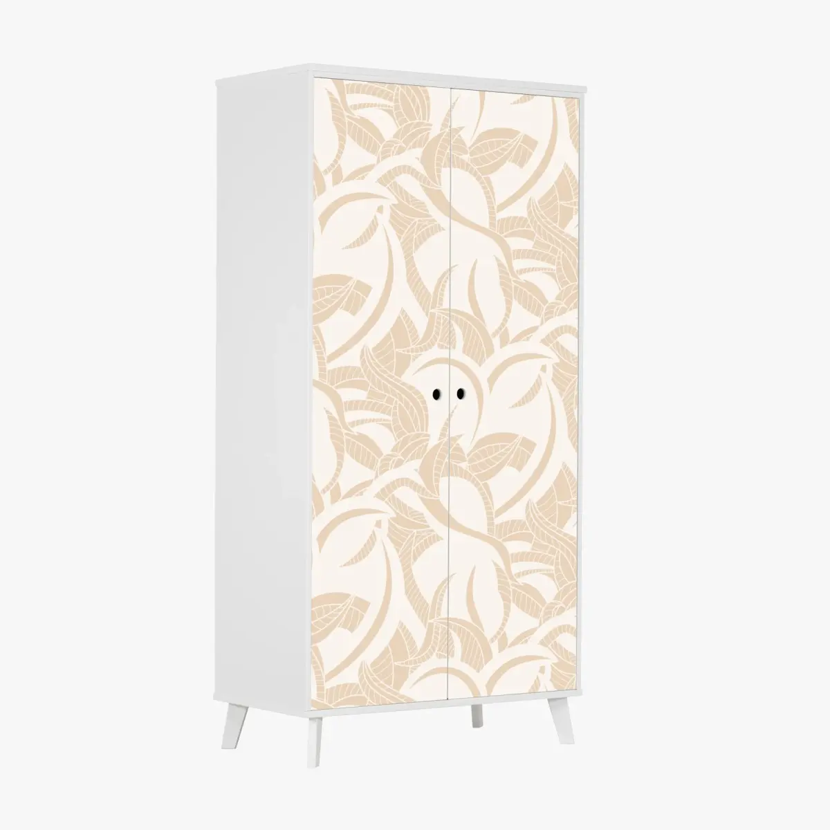 Adesivo per armadio motivo di foglie beige elegante • Wallissimo®