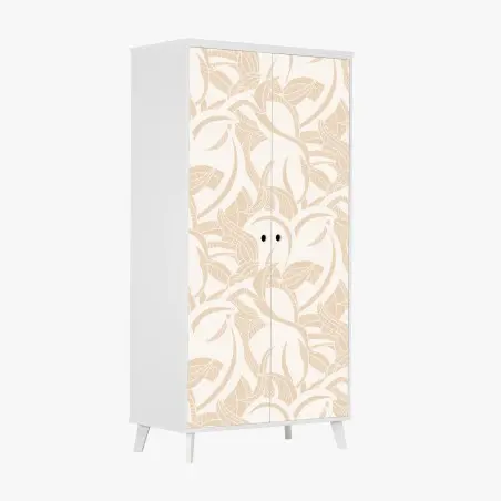 Adesivo per armadio motivo di foglie beige elegante • Wallissimo®