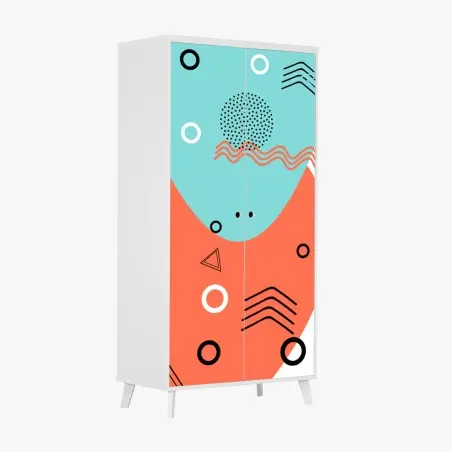 Adesivo per armadio motivo geometrico pop dai colori vivaci • Wallissimo®