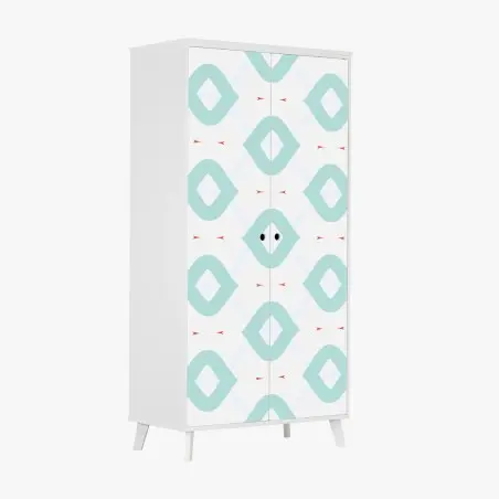 Adesivo per armadio motivo geometrico turchese stile scandinavo • Wallissimo®
